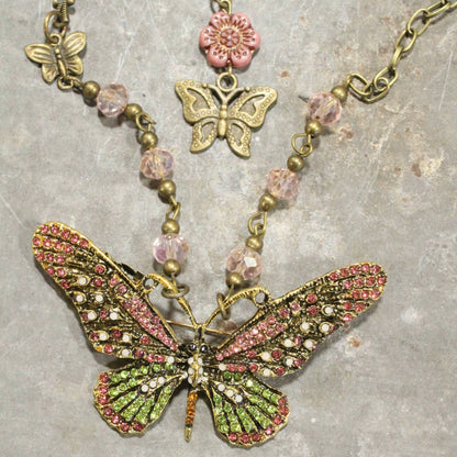 The Primitive Peddler, Inc. - Fly High Butterfly Bling Blushing Layered Necklace