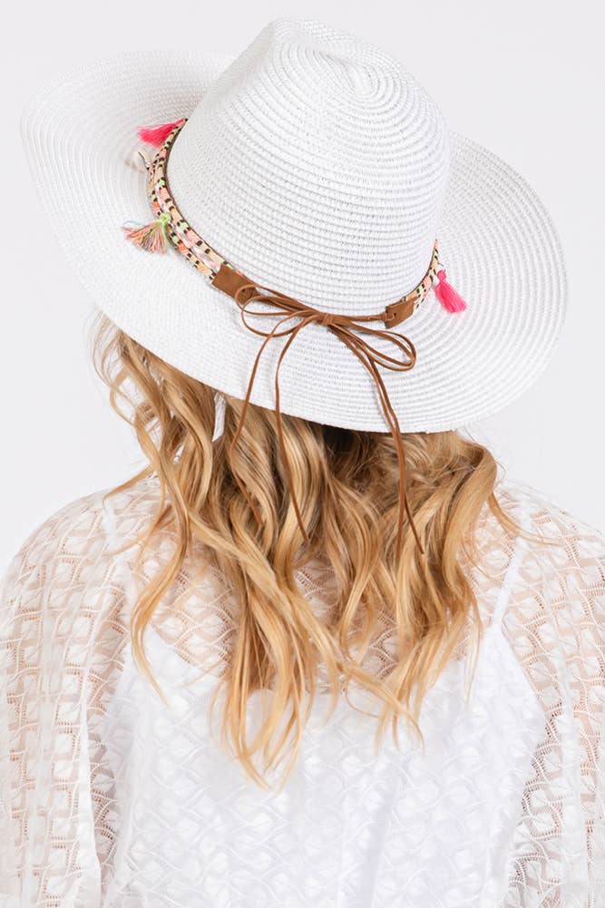Hana - Boho Tassel Multi Color Band Summer Straw Sun Hat