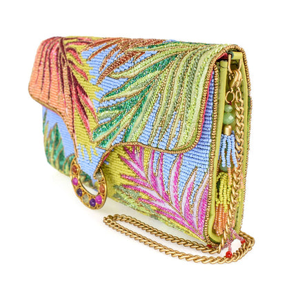 Mary Frances Accessories - Tropics Palm Beaded Palm Fronds Crossbody/Clutch Handbag