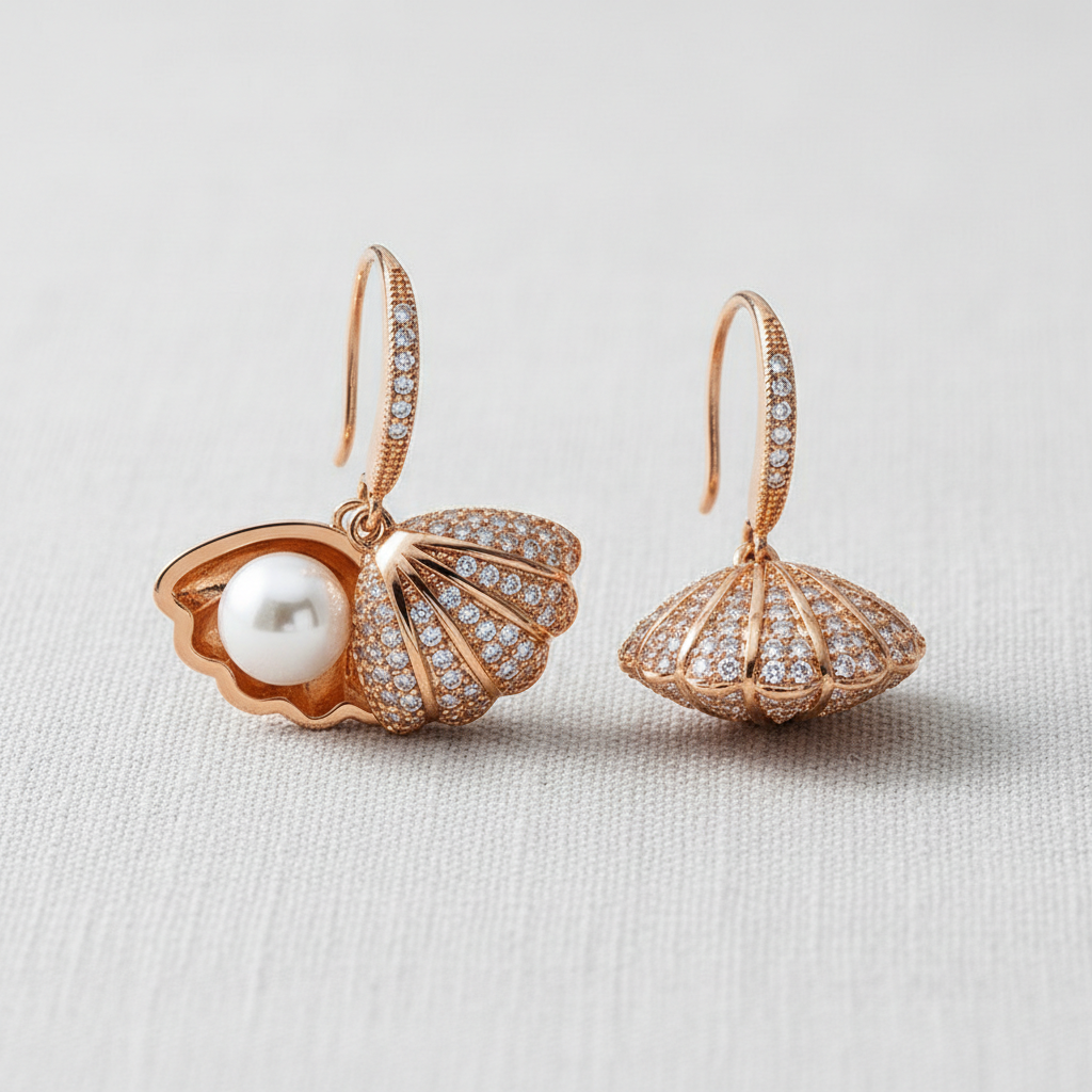 camilla dovey - Vintage Pearl Drop Earrings with Zircon Accents