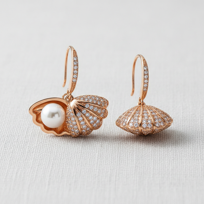 camilla dovey - Vintage Pearl Drop Earrings with Zircon Accents