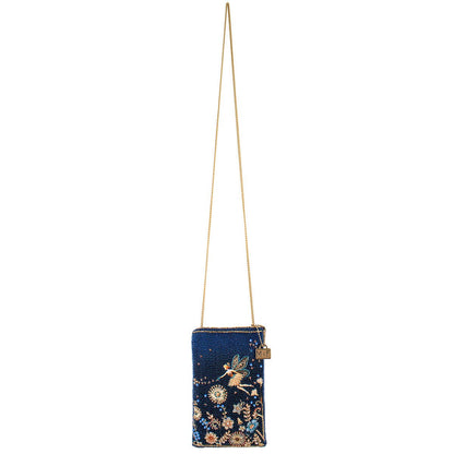 Mary Frances Accessories - Fairy Dust and Floral Blue Beaded Crossbody Phone Bag