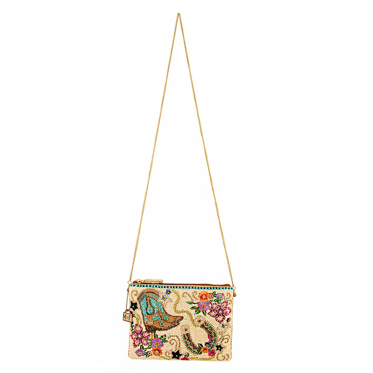 Mary Frances Accessories - On The Range Western Boots and Horseshoe Ivory Beaded Mini