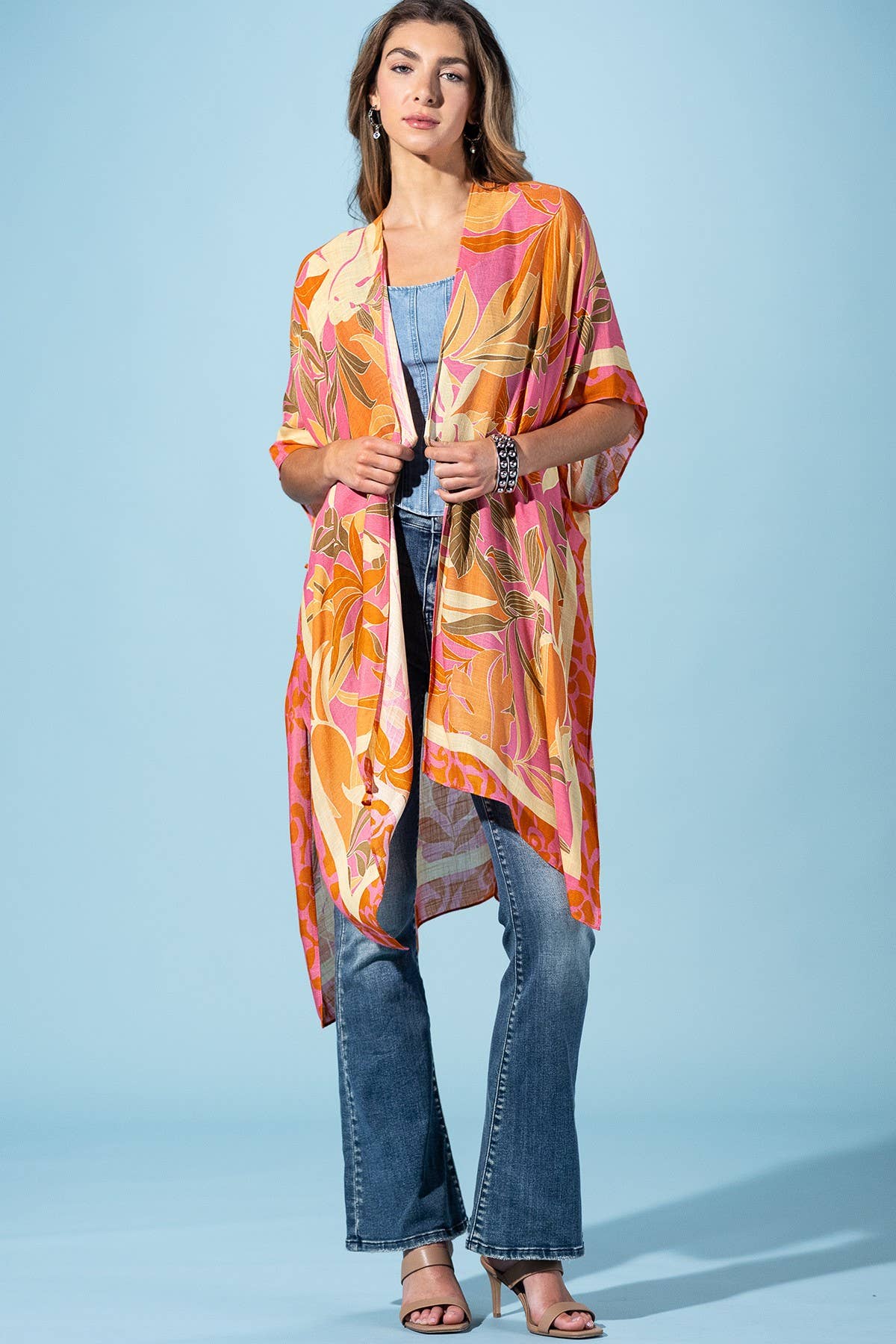 Urbanista - Coral Petals Viscose Kimono