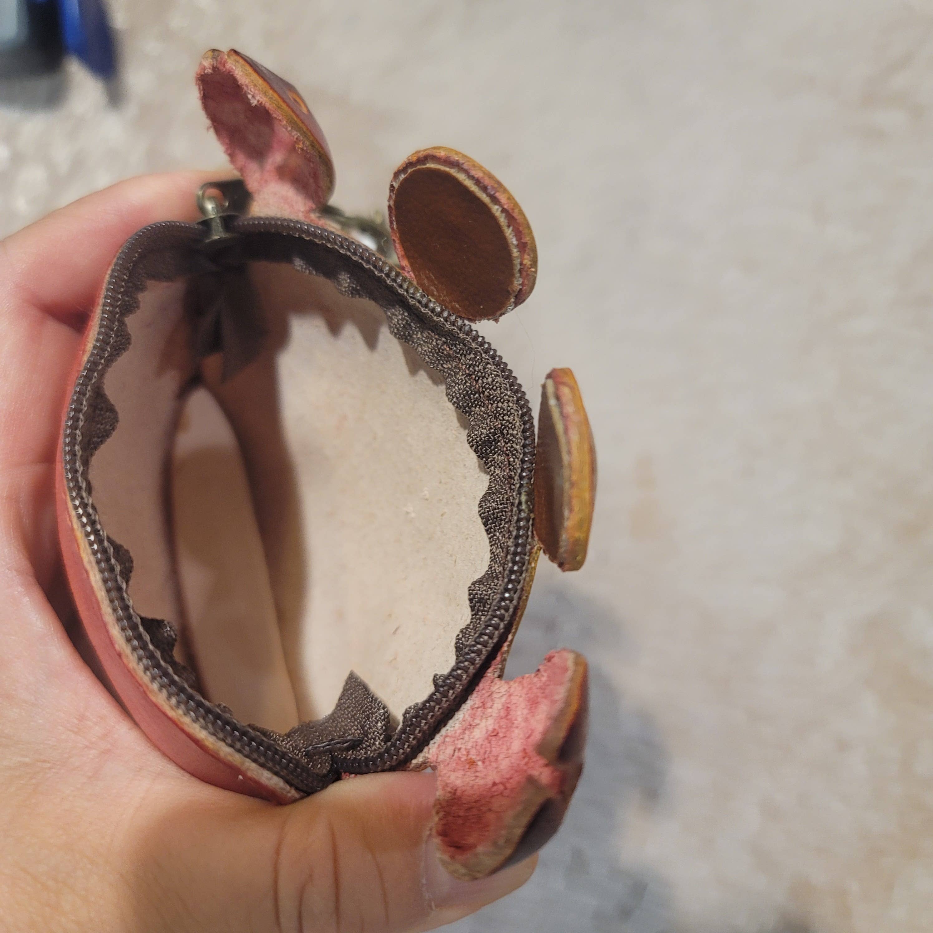 Sunflower Handmade leather inc - Crab Wristlet Handmade Leather Coin Purse Wallet in Red