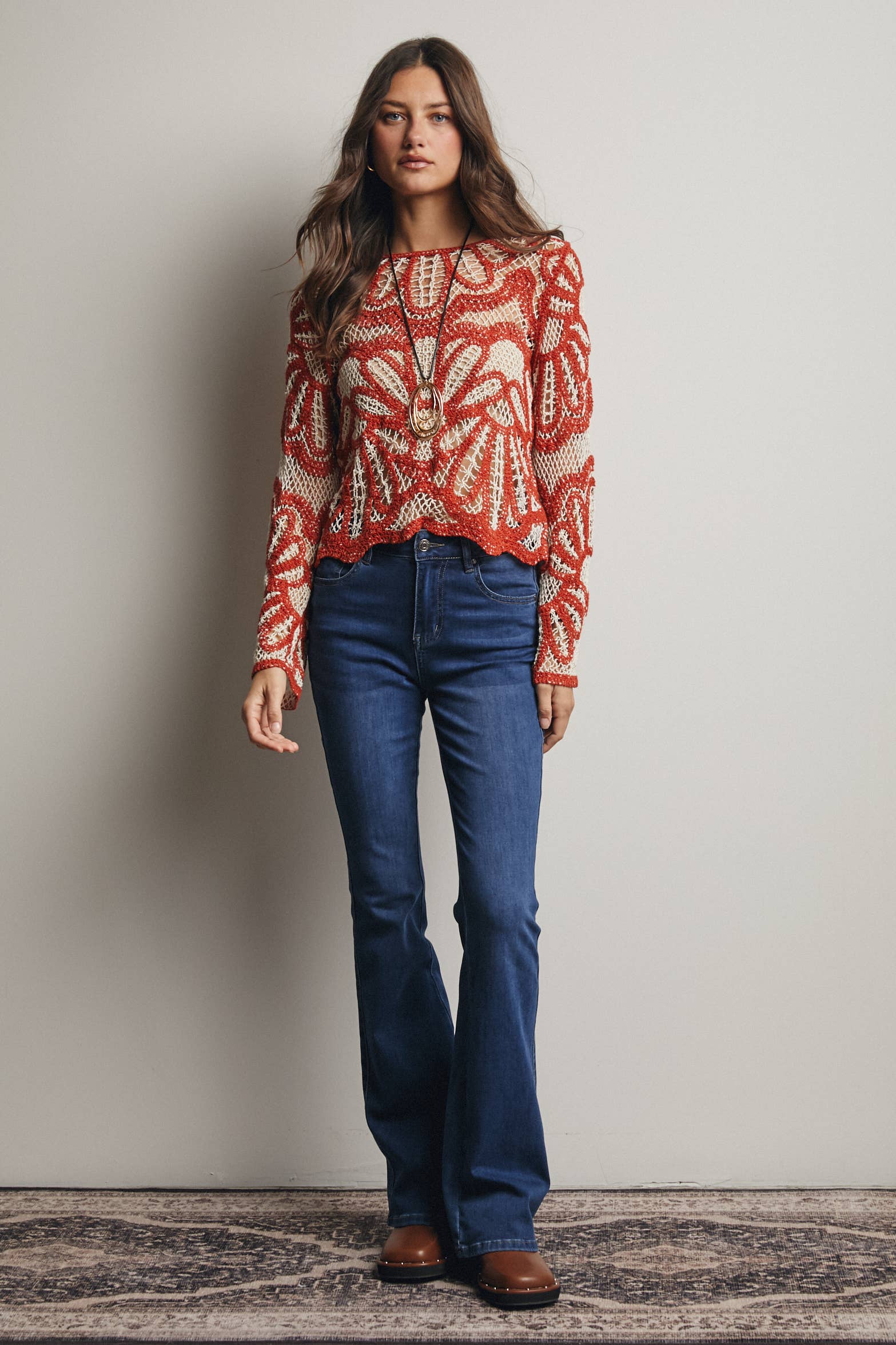 Forte - Crochet Floral Pattern Sweater