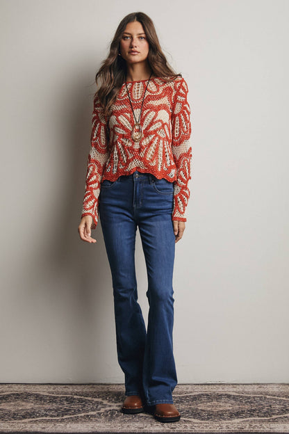 Forte - Crochet Floral Pattern Sweater