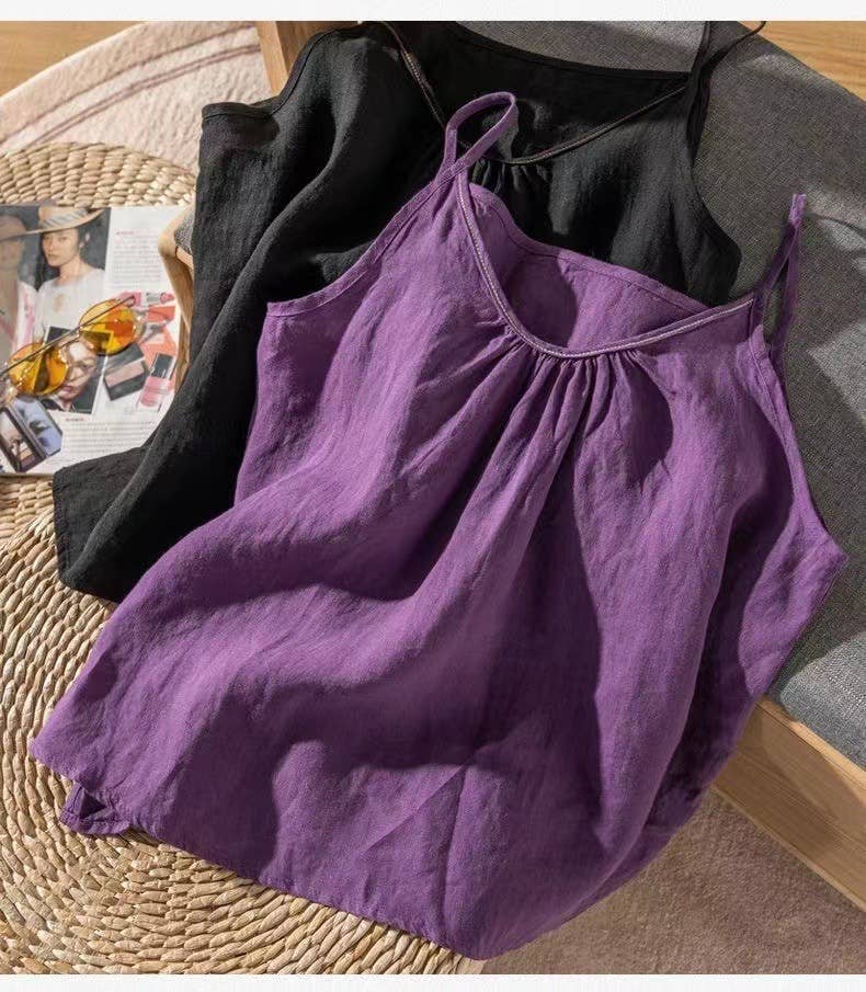 Hope &amp; Sunshine - Cotton Linen Camisole Tank Top