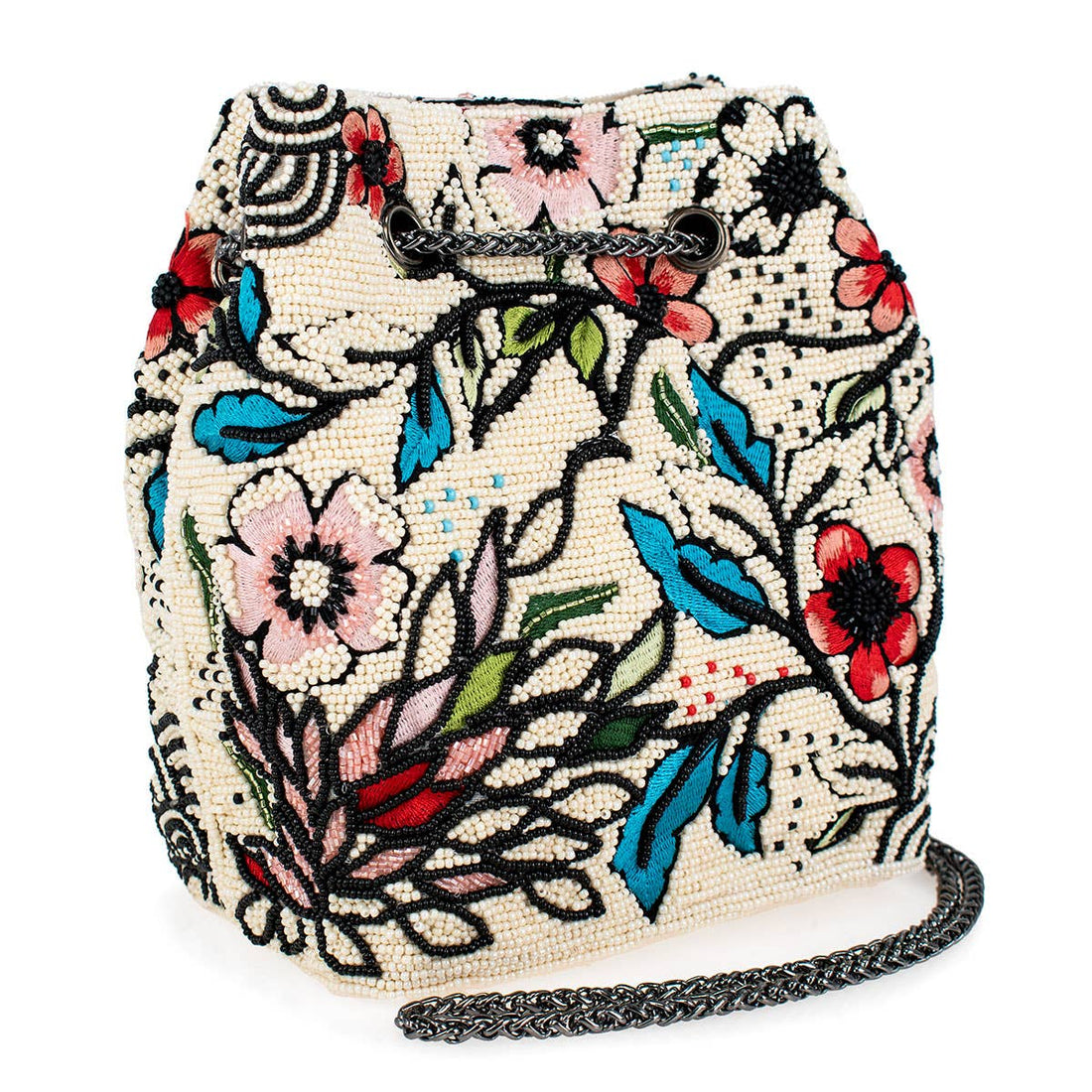 Mary Frances Accessories - Flower Child Crossbody/Shoulder Beaded Mini Bucket Handbag