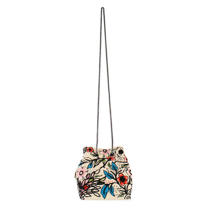 Mary Frances Accessories - Flower Child Crossbody/Shoulder Beaded Mini Bucket Handbag