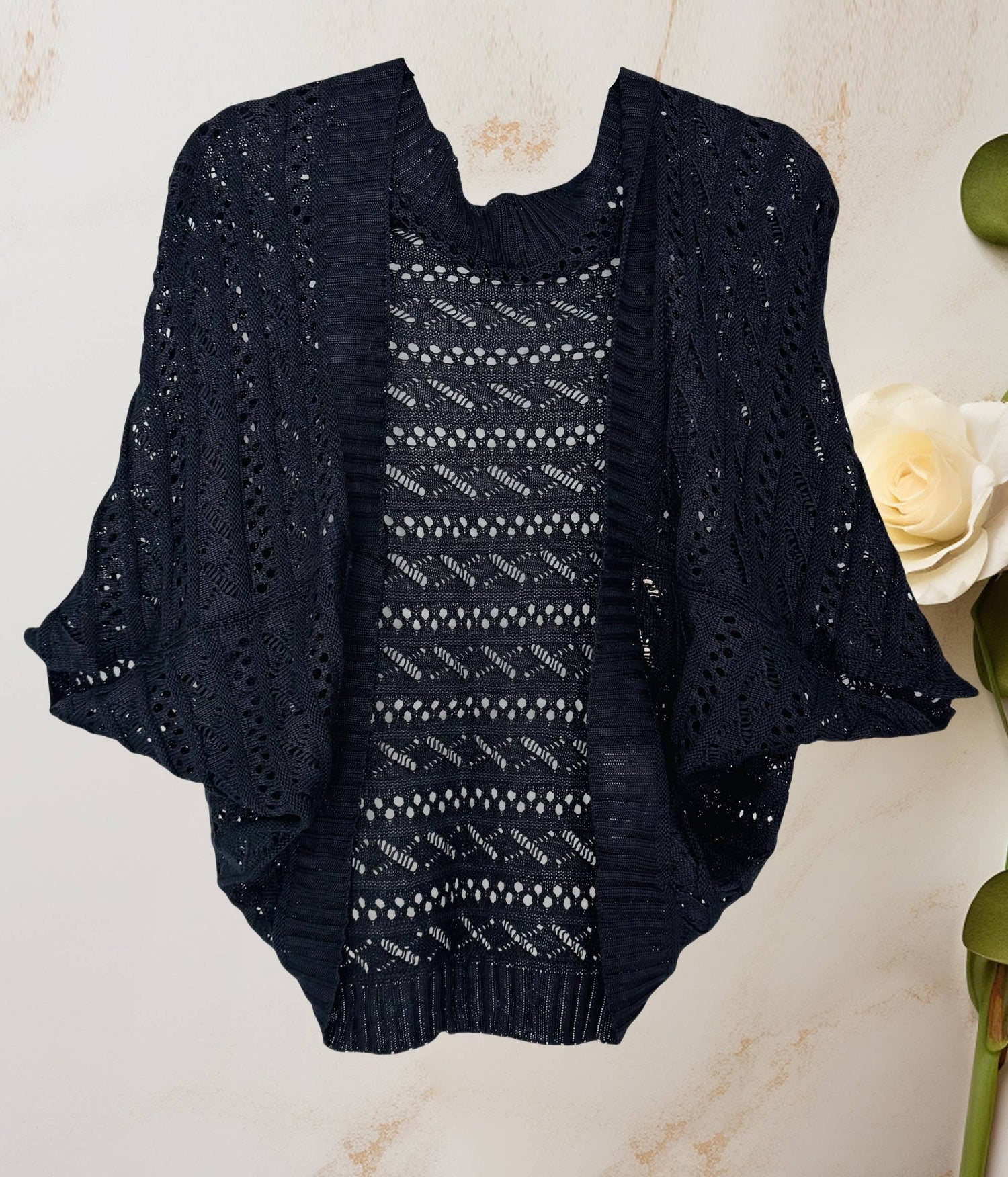 JC Sunny Fashion - Two-Way Hollow Out Open-Front Sweater/Scarf