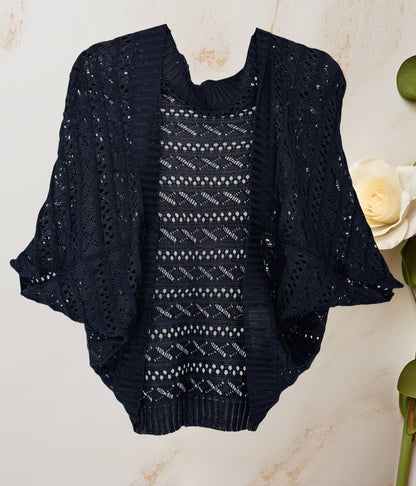 JC Sunny Fashion - Two-Way Hollow Out Open-Front Sweater/Scarf