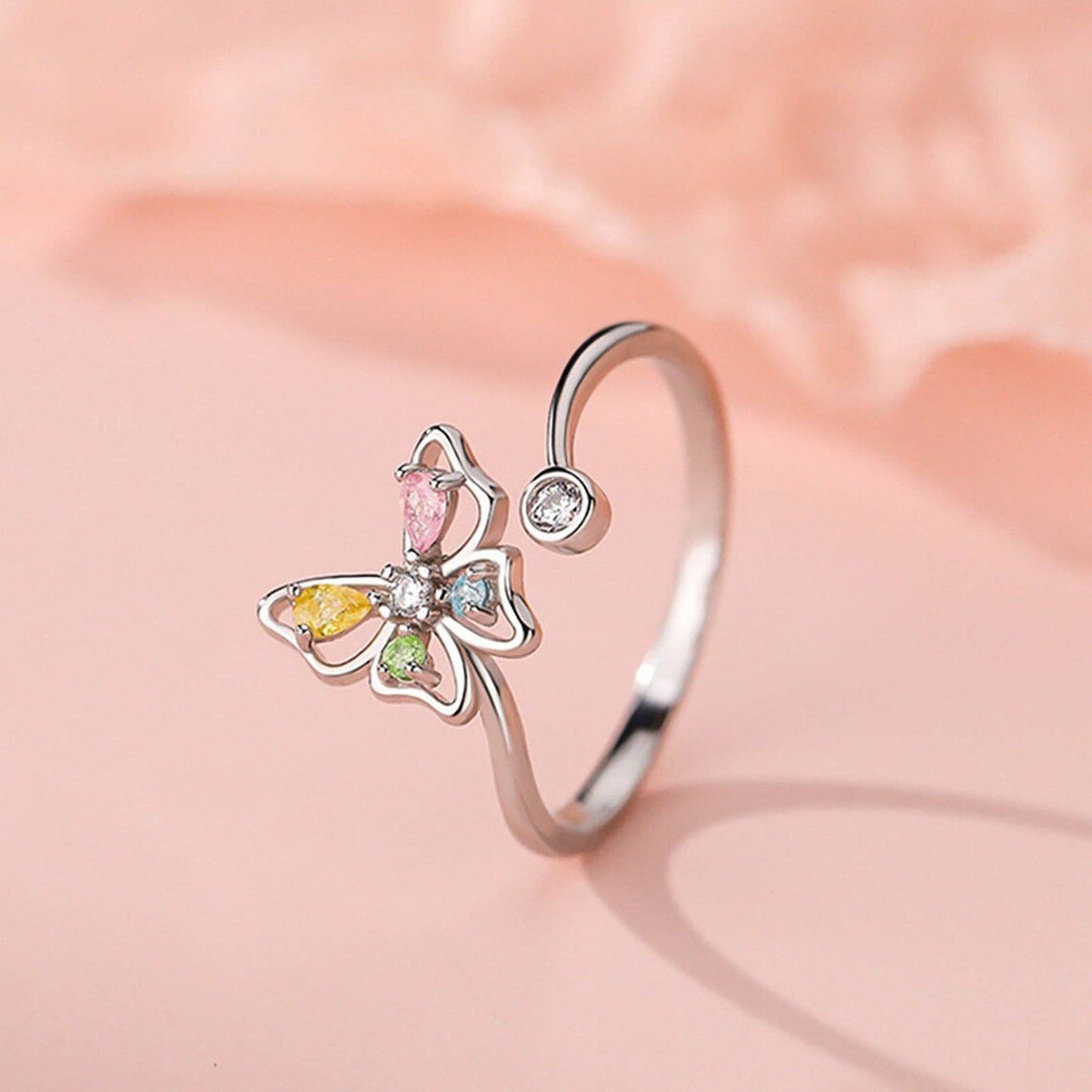 Perimade &amp; Co. LLC - Color Butterfly Stacking Bypass Ring in 925 Sterling Silver