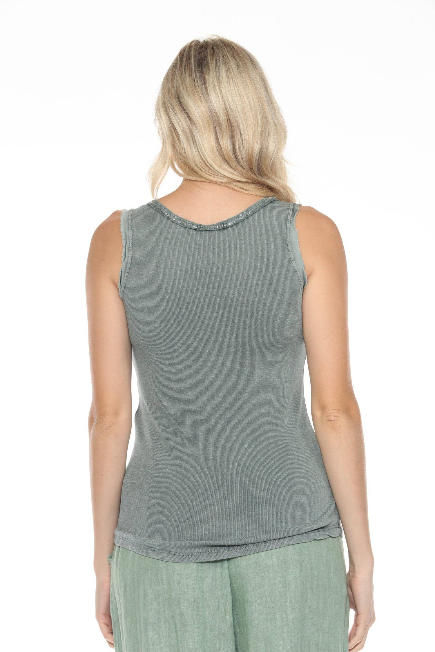 Marisima by Urban Mangoz - Sequin V-Neck Tank Tops