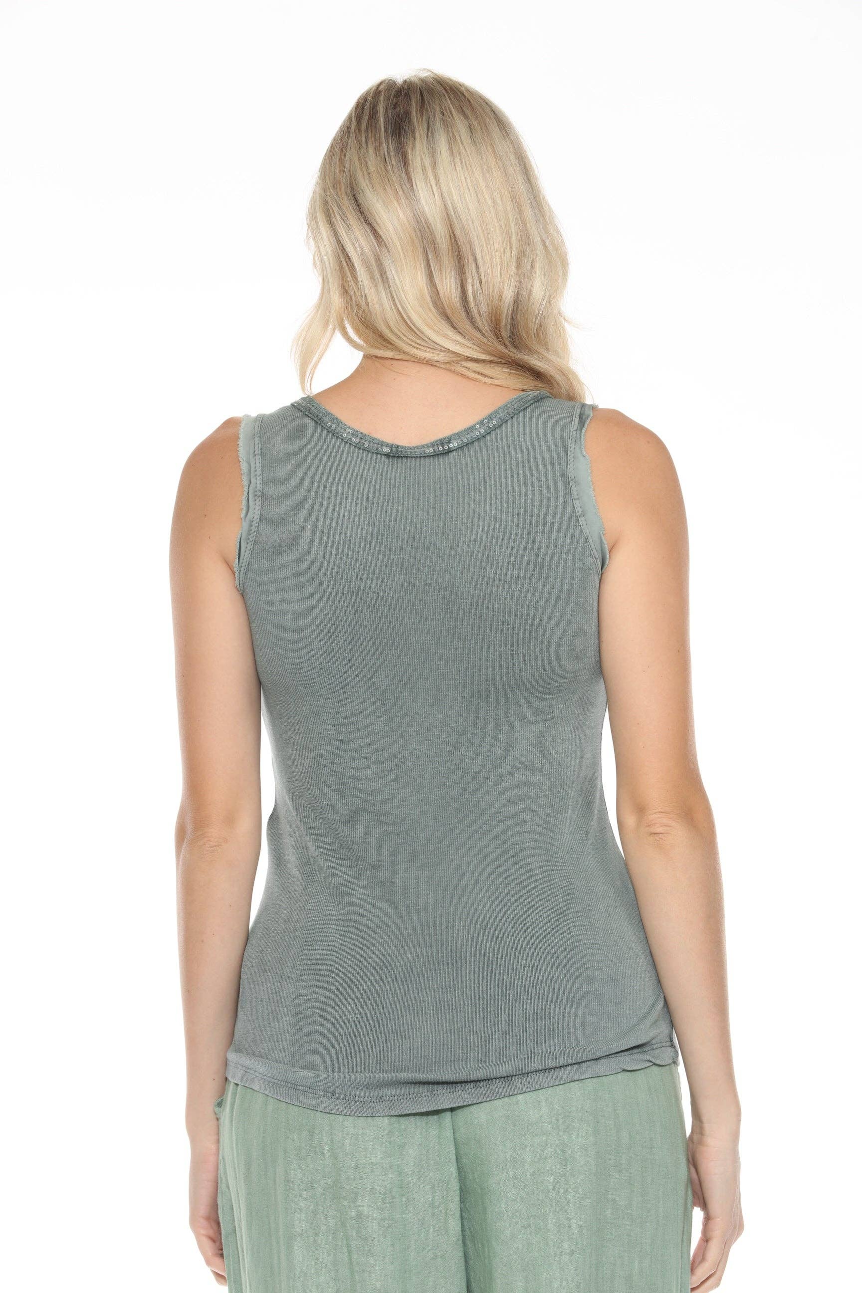 Marisima by Urban Mangoz - Sequin V-Neck Tank Tops