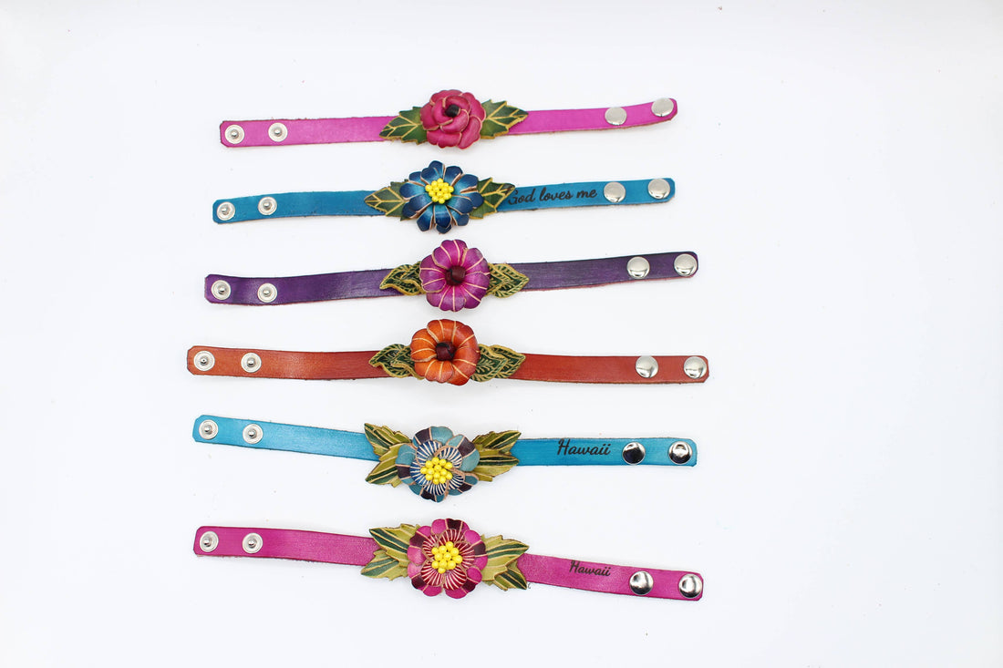 leather flower bracelets 