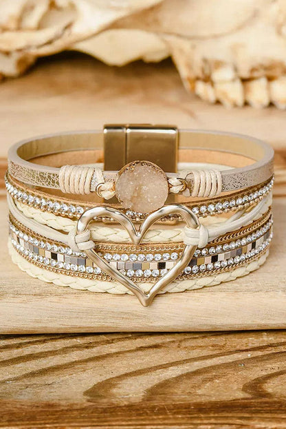 Lovesoft - Bohemian Heart Rhinestone Magnetic Buckle Bracelet