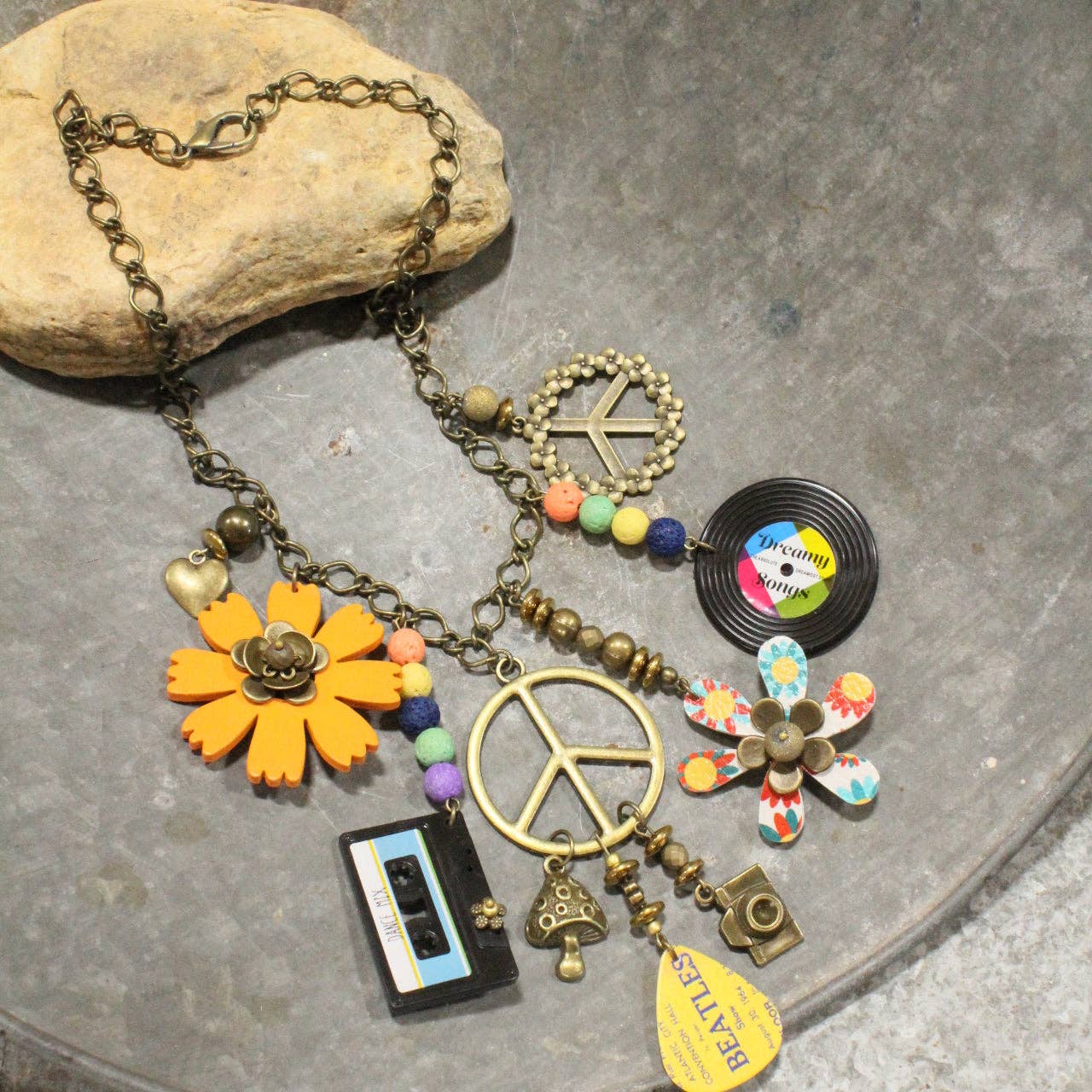 The Primitive Peddler, Inc. - Spin The Record Groovy Charm Necklace