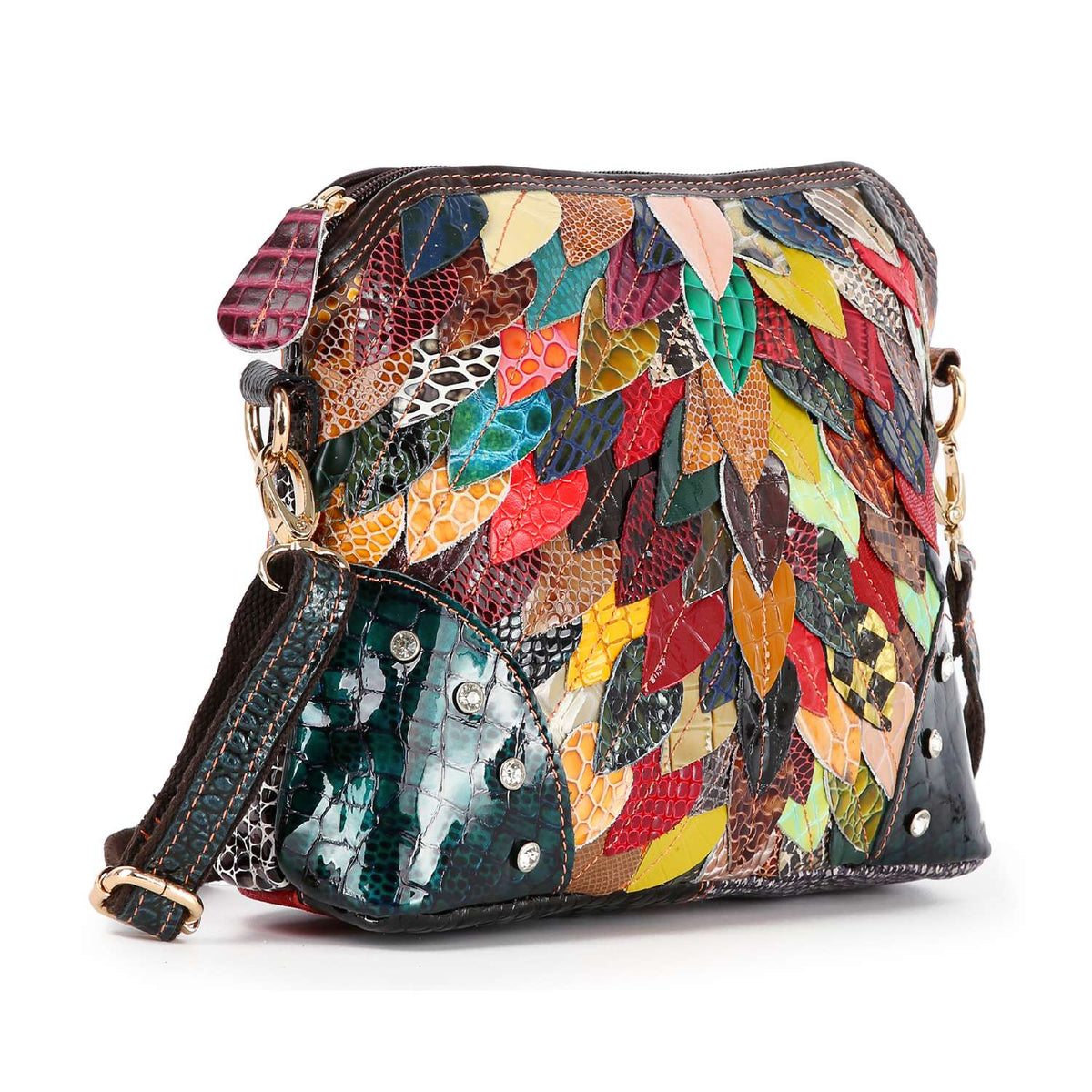 Handbag Express - Genuine Leather Colorful Petal Crossbody Sling
