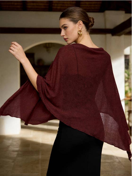 Suhkasana - Sheer Chiffon Poncho Top Batwing Resort Cover Up