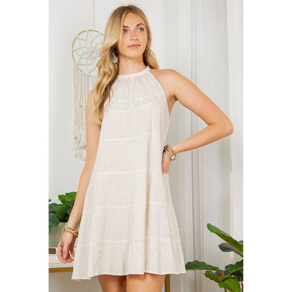  Balkan Breeze: Lace &amp; Rayon Flax Babydoll In Natural Hues