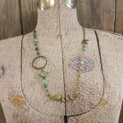 The Primitive Peddler, Inc. - Flocked Together Jade Czech Necklace