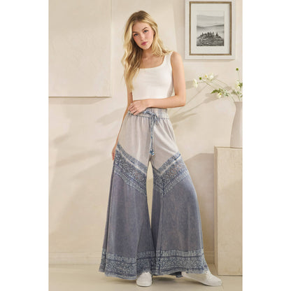Oli&amp;Hali - WASHED FABRIC MIX WIDE LEG PANTS