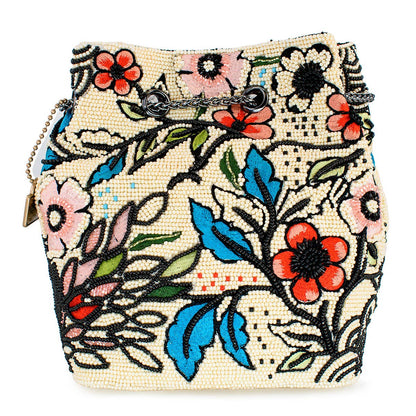 Mary Frances Accessories - Flower Child Crossbody/Shoulder Beaded Mini Bucket Handbag