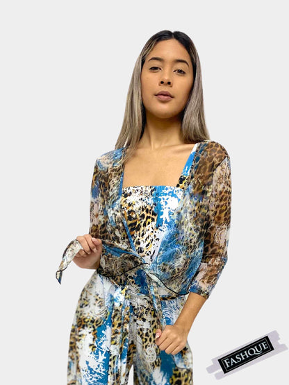 Fashque Designs - 3/4 SLEEVES TIE FRONT BOLERO - T2652