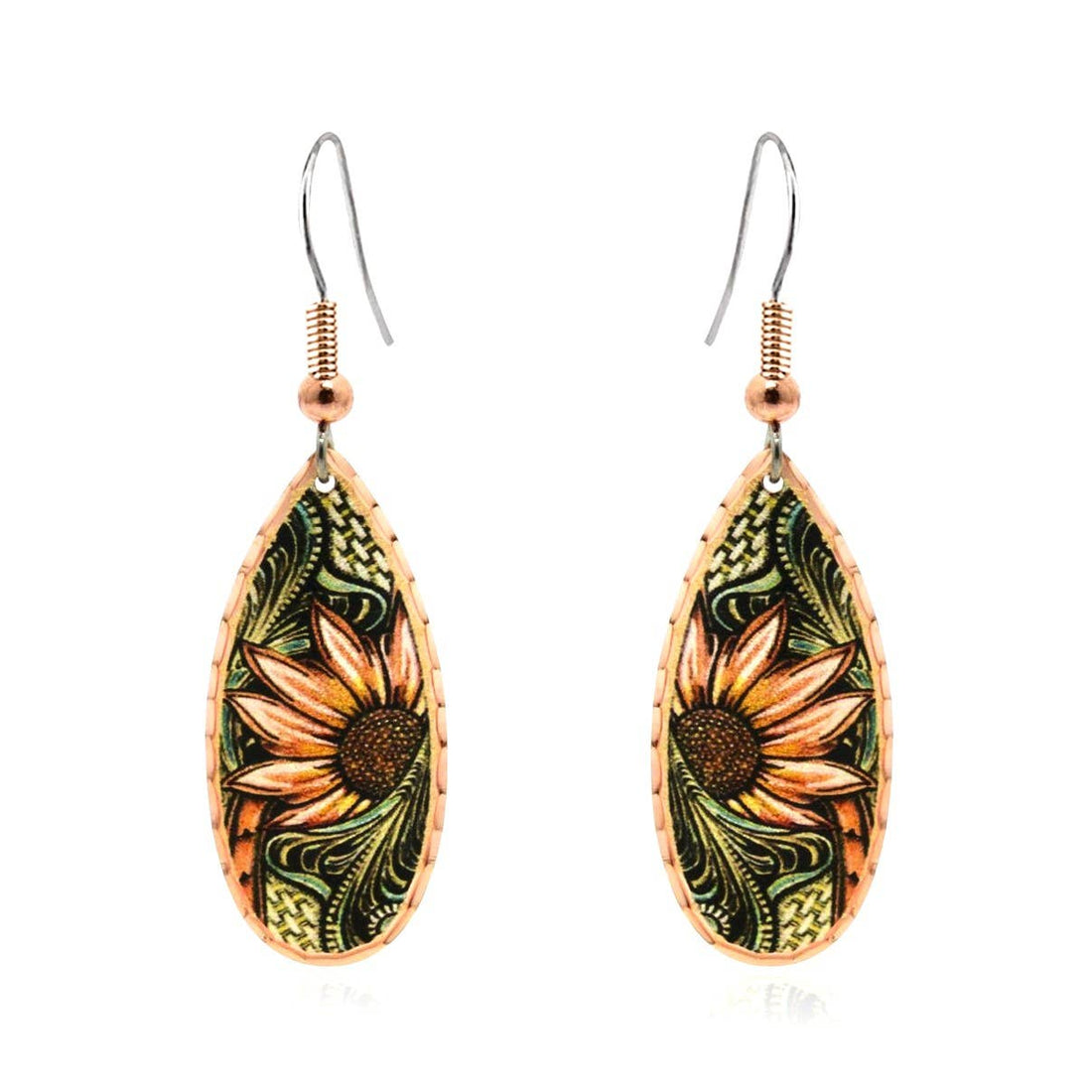 COPPER ARTS INC. Sunflowers Native  Earrings