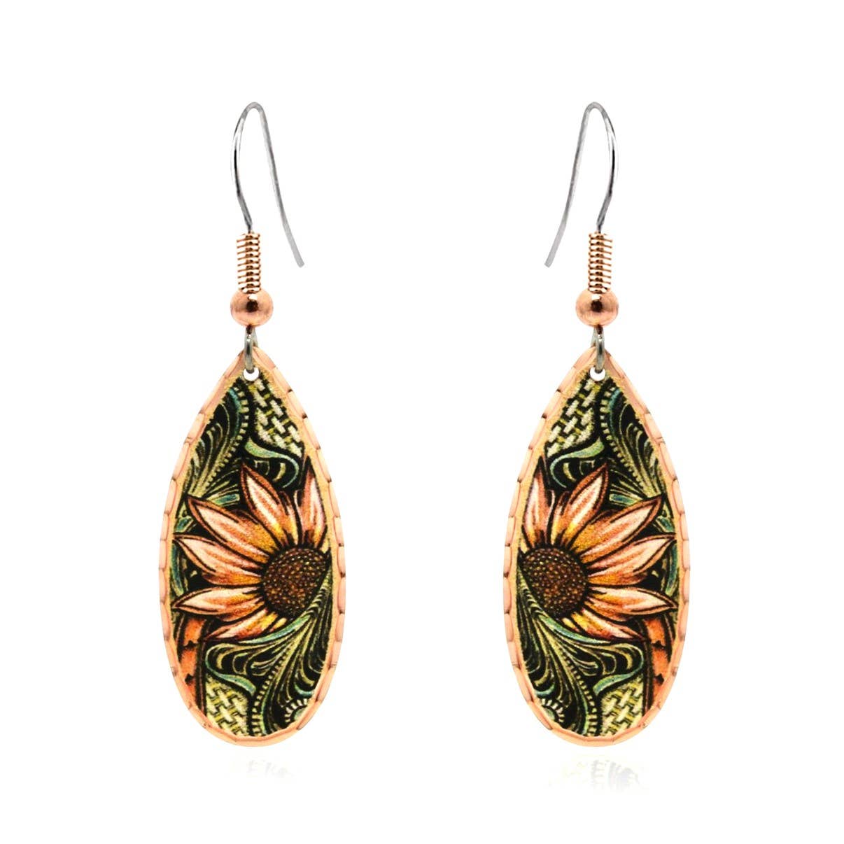 COPPER ARTS INC. Sunflowers Native  Earrings
