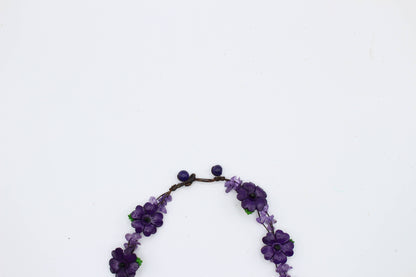  - Leather flower necklace with crystal stone choker