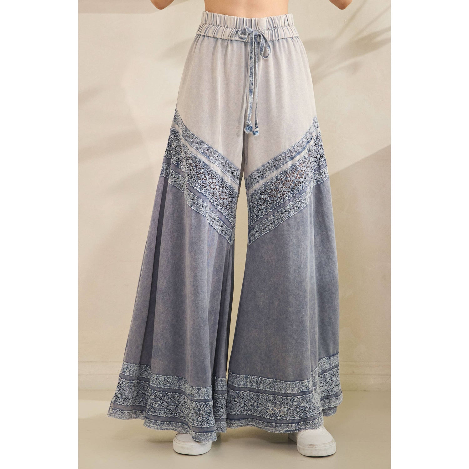 Oli&amp;Hali - WASHED FABRIC MIX WIDE LEG PANTS