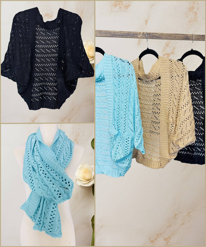 JC Sunny Fashion - Two-Way Hollow Out Open-Front Sweater/Scarf