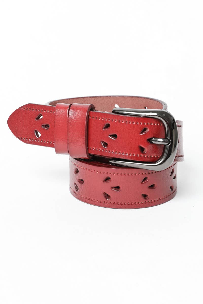 Leto Accessories -  Leather Belt with Petal Design 🌟 – Available in 5 Colors
