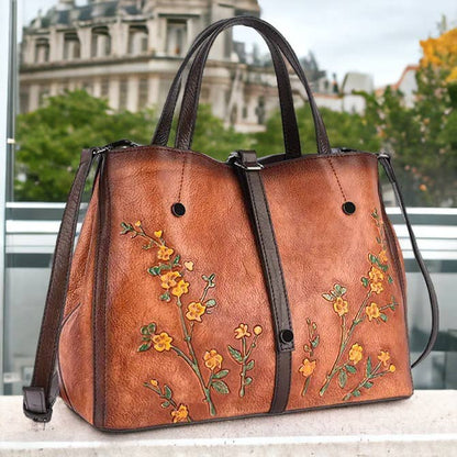 Floral Design Leather Bag