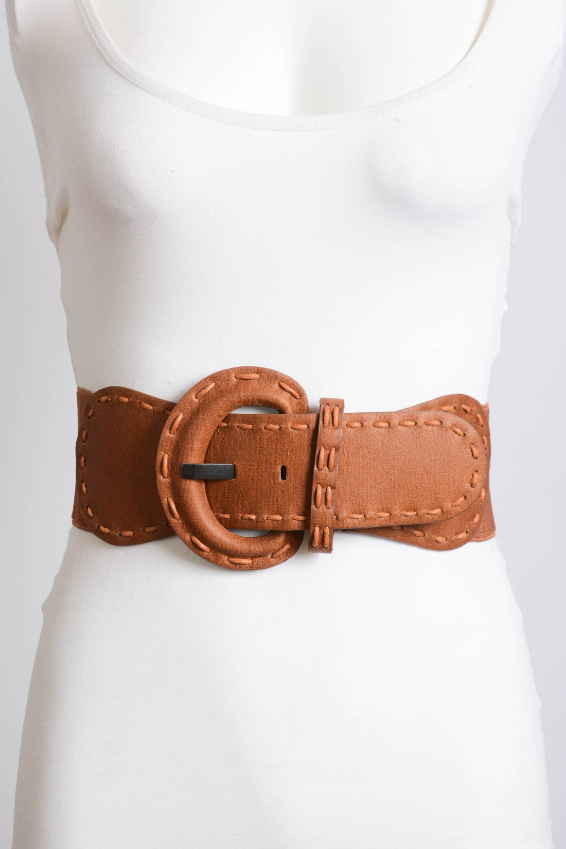 Leto Accessories - Distressed Wide Stitch Elastic Belt - Western Chic Style