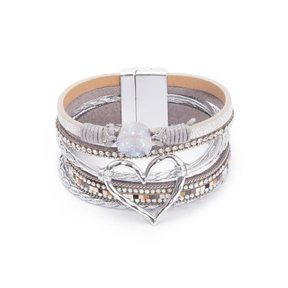 Lovesoft - Bohemian Heart Rhinestone Magnetic Buckle Bracelet
