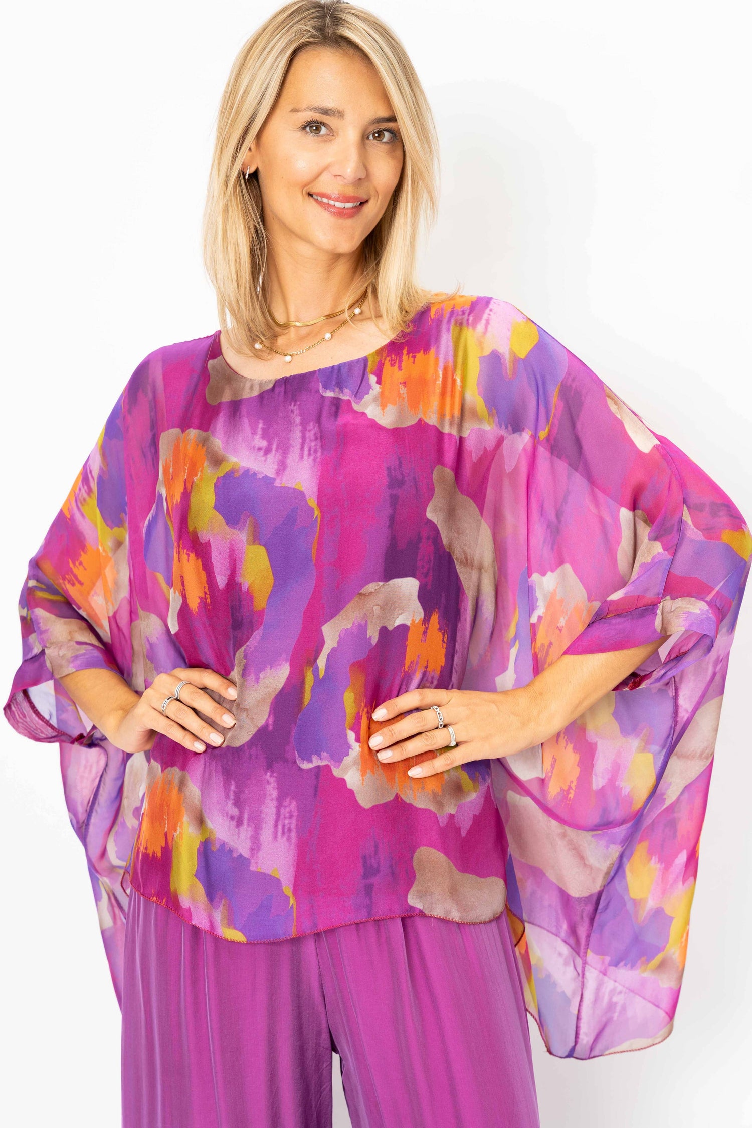Look Mode Usa - Women Printed Silk Kaftan
