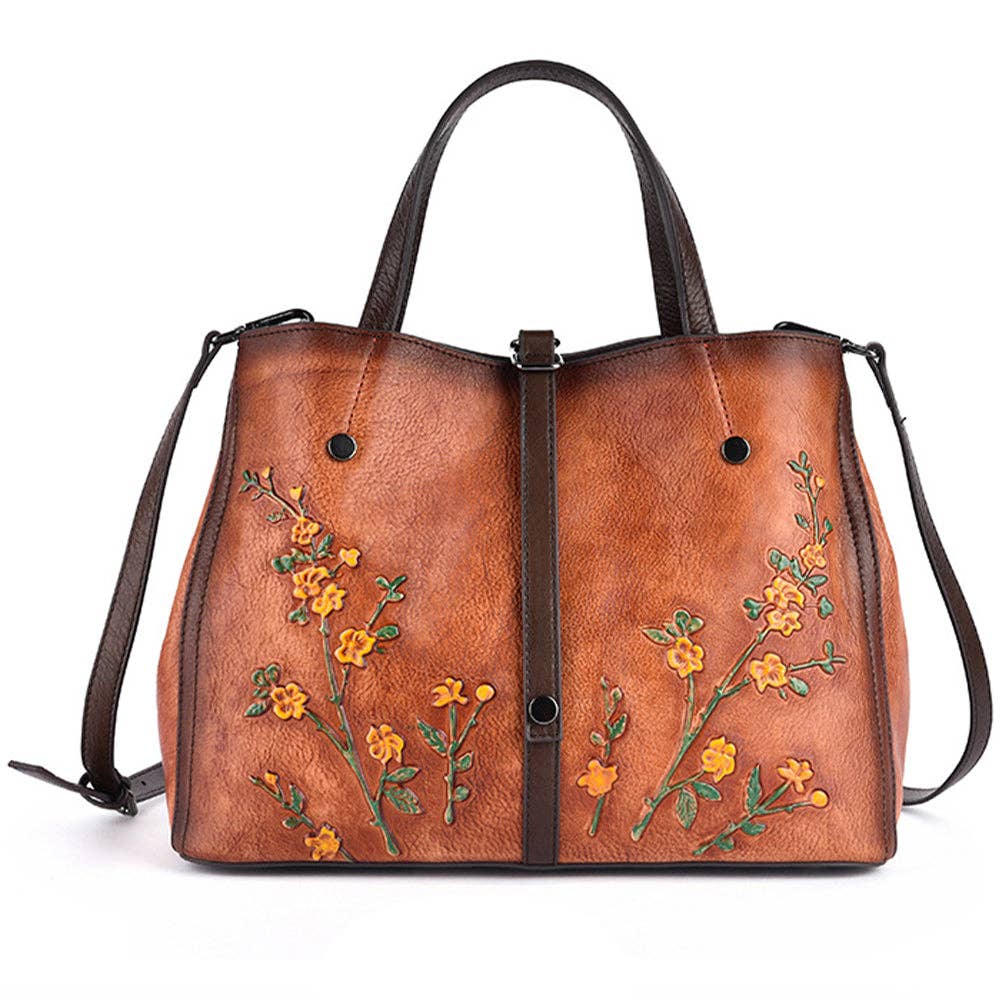 Floral Design Leather Bag