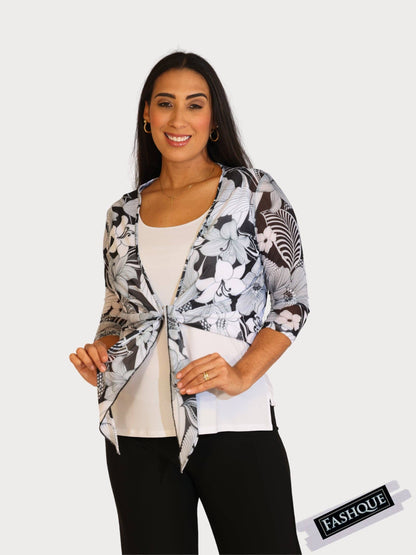 Fashque Designs - 3/4 SLEEVES TIE FRONT BOLERO - T2652