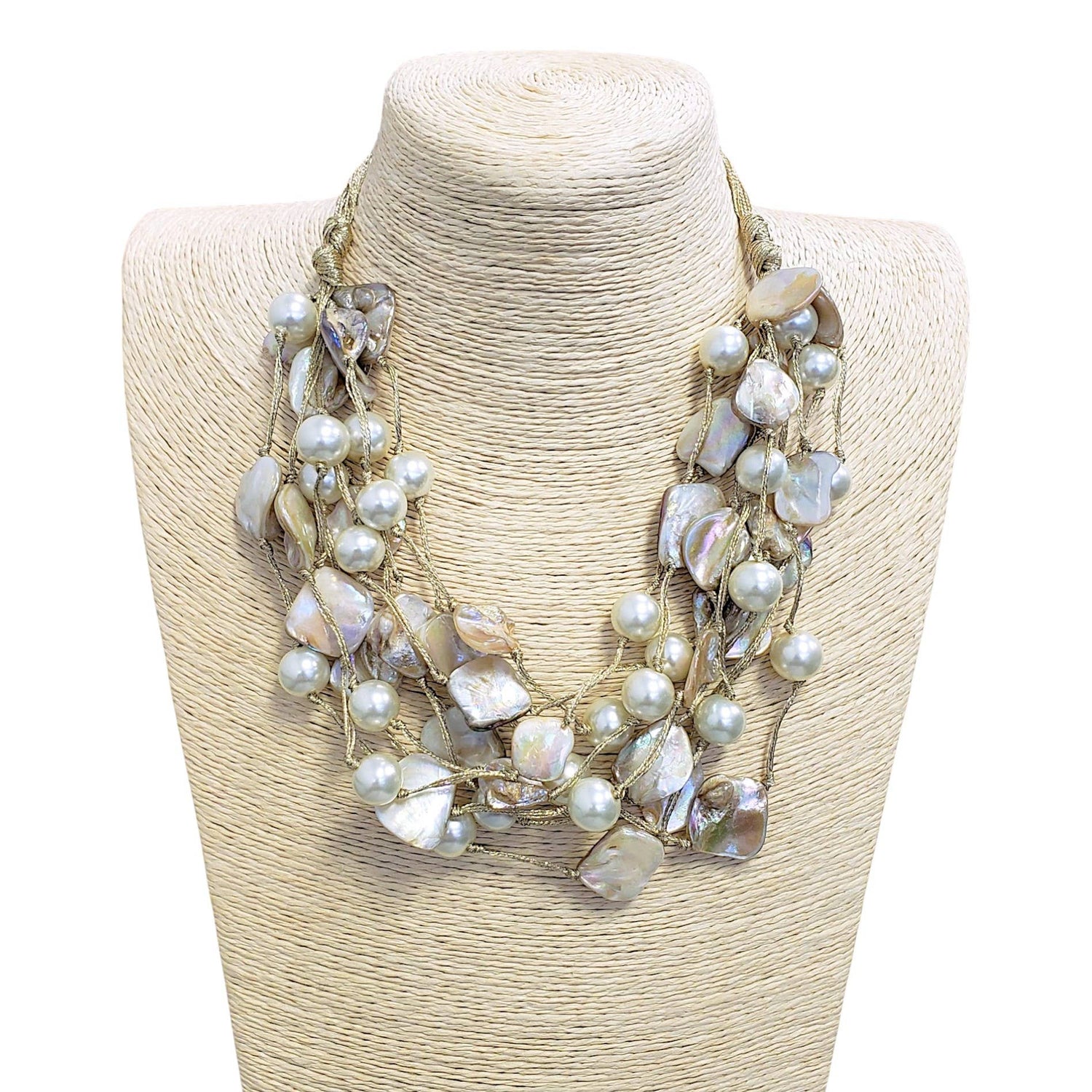 Bijoux Envie Statement Jewelry - Pearl Necklace | Seashell Necklace | Gold | Boho | Layer