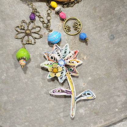 The Primitive Peddler, Inc. - Recycled Paper Flower Charming Necklace