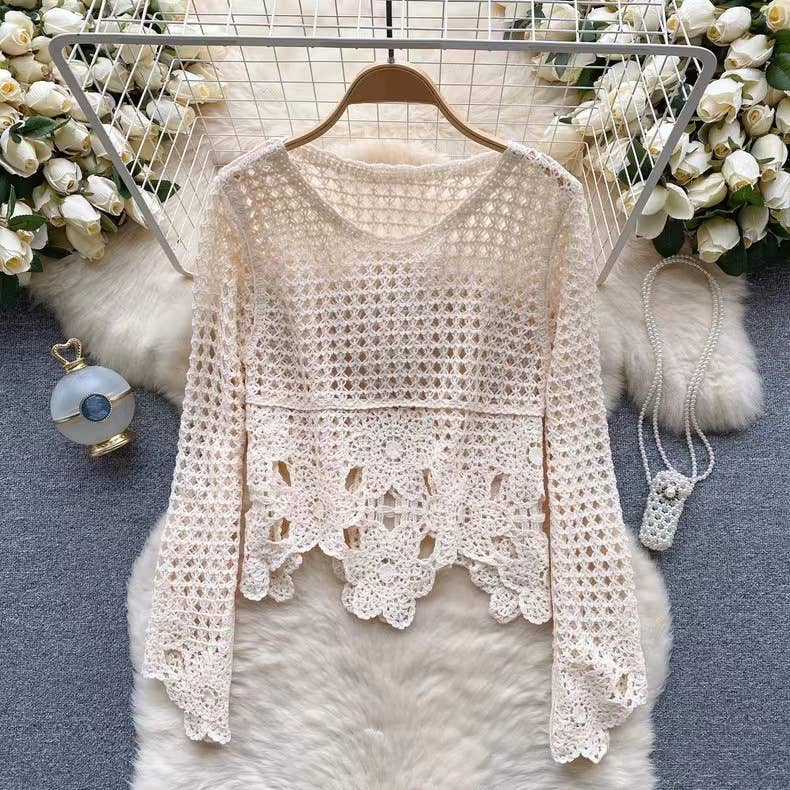 Hope &amp; Sunshine - Embroidered Lace Crop Top