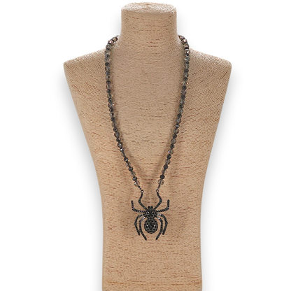 Bijoux Envie Statement Jewelry - Gunmetal Spider Necklace | Chunky Fall Statement Jewelry
