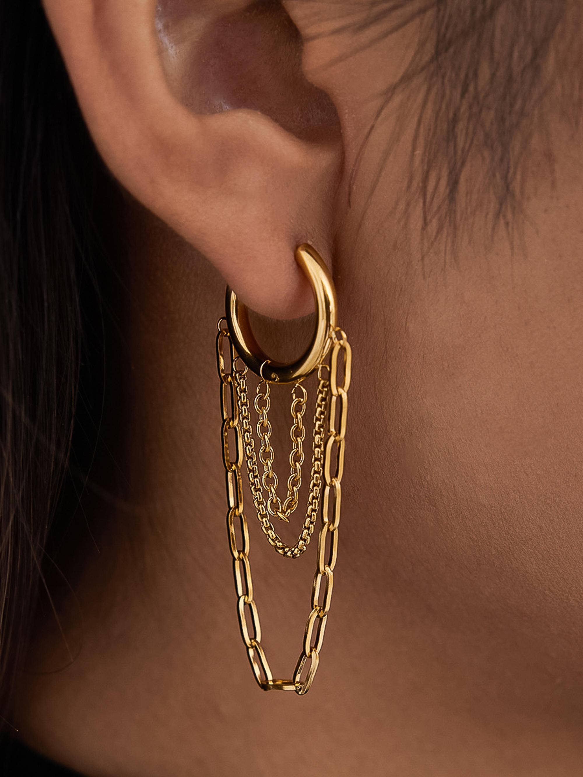 Flânerie by MAIQ - Vianne 18K Gold Non-Tarnish Multi Chain Drop Earrings
