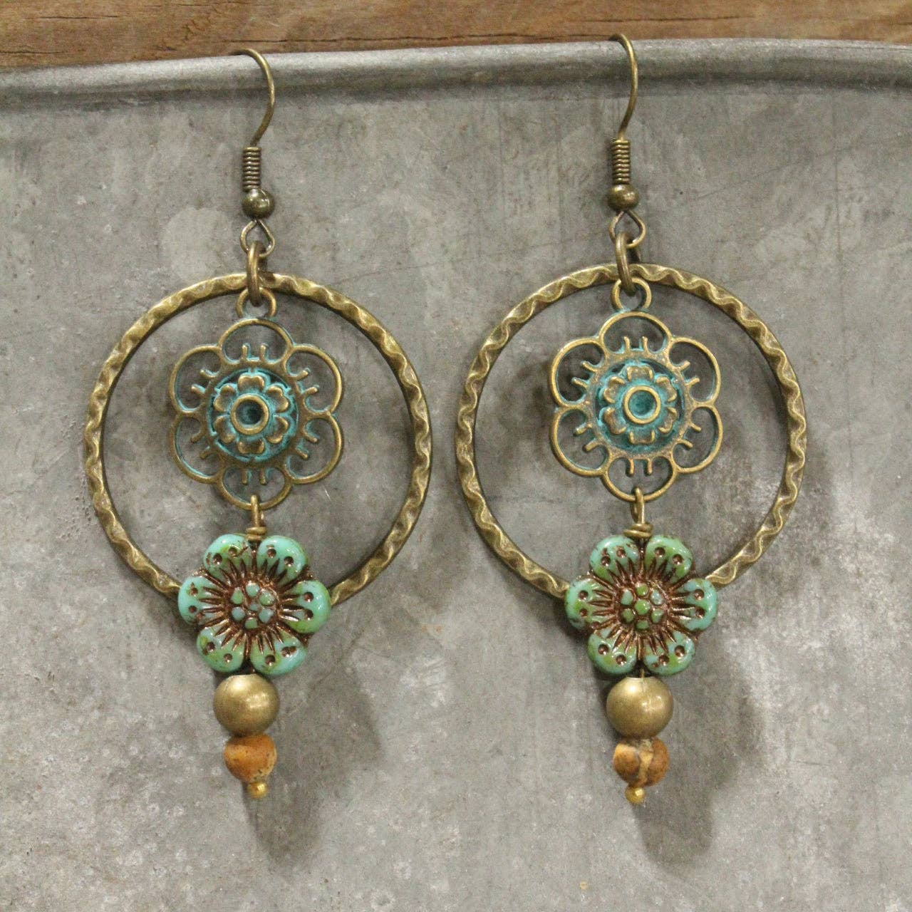 The Primitive Peddler, Inc. - Green As Spring Dangle Drop Earrings