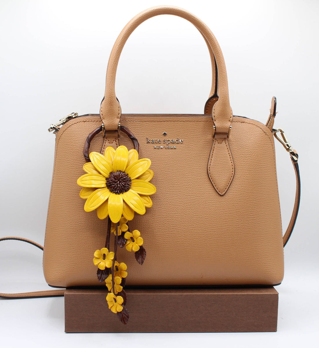 - Large Leather Sunflower Keychain Bag Charm