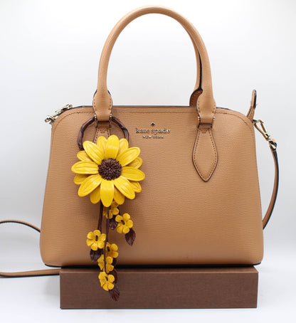 - Large Leather Sunflower Keychain Bag Charm