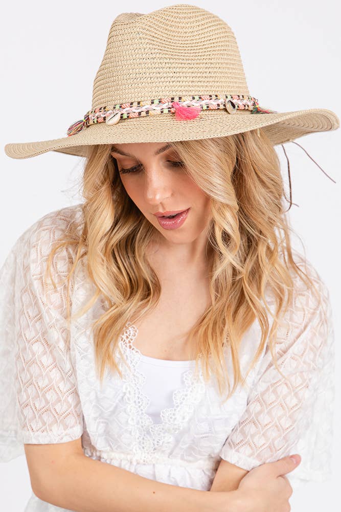 Hana - Boho Tassel Multi Color Band Summer Straw Sun Hat
